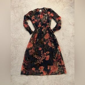 ZARA ORGANZA SILK MIDI DRESS